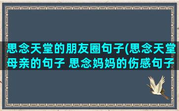 思念天堂的朋友圈句子(思念天堂母亲的句子 思念妈妈的伤感句子)